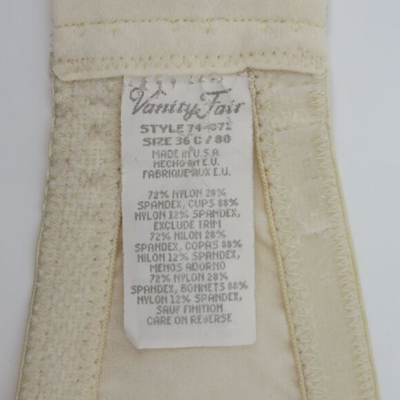 VTG Vanity Fair 36C Bra Style 74-072 Ivory Shimmer Strapless Underwire Unlined - Picture 11 of 16